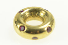 Load image into Gallery viewer, 18K FOPE Ruby Inset Rounded Donut Circle Slide Charm/Pendant Yellow Gold
