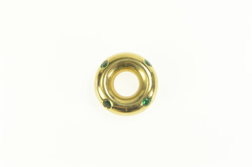 18K FOPE Emerald Rounded Donut Circle Slide Charm/Pendant Yellow Gold