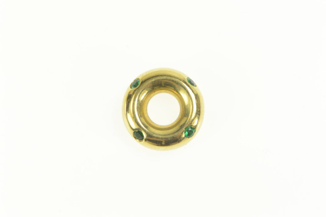 18K FOPE Emerald Rounded Donut Circle Slide Charm/Pendant Yellow Gold
