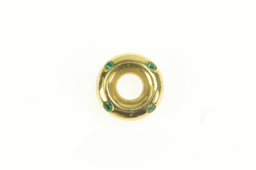18K FOPE Emerald Rounded Donut Circle Slide Charm/Pendant Yellow Gold