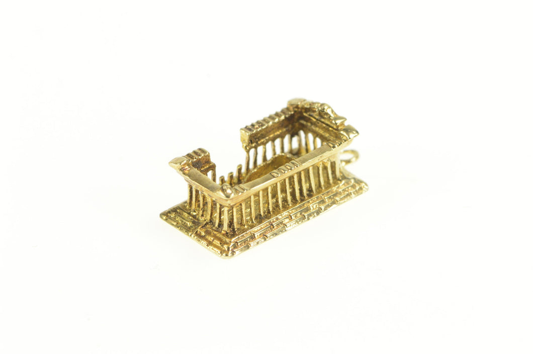 14K 3D Parthenon Ancient Greek Landmark Charm/Pendant Yellow Gold