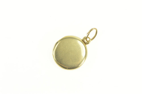 14K Round Simple Retro Photo Picture Locket Charm/Pendant Yellow Gold