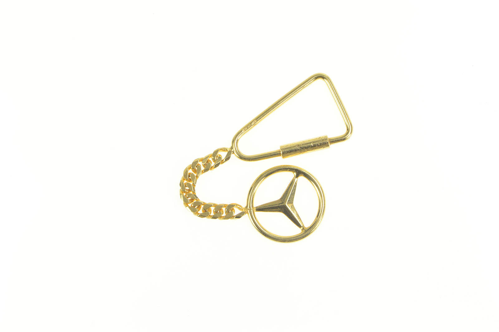14K Mercedes Benz Logo Curb Link Key Chain Yellow Gold, image size:1600x1064