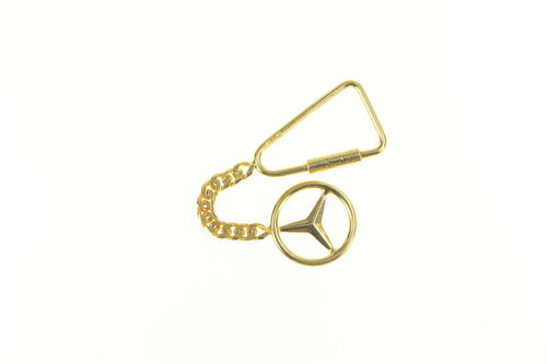 14K Mercedes Benz Logo Curb Link Key Chain Yellow Gold