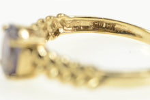 Load image into Gallery viewer, 10K Oval Tanzanite Solitaire Braid Designer Ring Yellow Gold