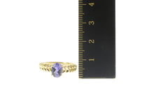 Load image into Gallery viewer, 10K Oval Tanzanite Solitaire Braid Designer Ring Yellow Gold