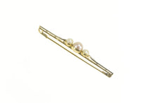 Load image into Gallery viewer, 14K Victorian Pearl Three Stone Diamond Bar Pin/Brooch Yellow Gold