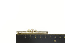 Load image into Gallery viewer, 14K Victorian Pearl Three Stone Diamond Bar Pin/Brooch Yellow Gold