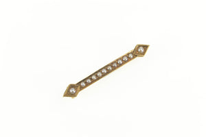 14K Victorian Seed Pearl Ornate Bar Pin/Brooch Yellow Gold