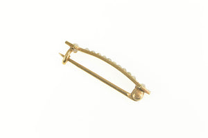 14K Victorian Seed Pearl Ornate Bar Pin/Brooch Yellow Gold