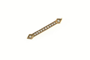 14K Victorian Seed Pearl Ornate Bar Pin/Brooch Yellow Gold