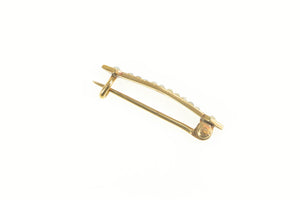 14K Victorian Seed Pearl Ornate Bar Pin/Brooch Yellow Gold