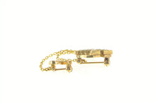 Load image into Gallery viewer, 10K Victorian Phi Gamma Seed Pearl Lapel Chain Pin/Brooch Yellow Gold