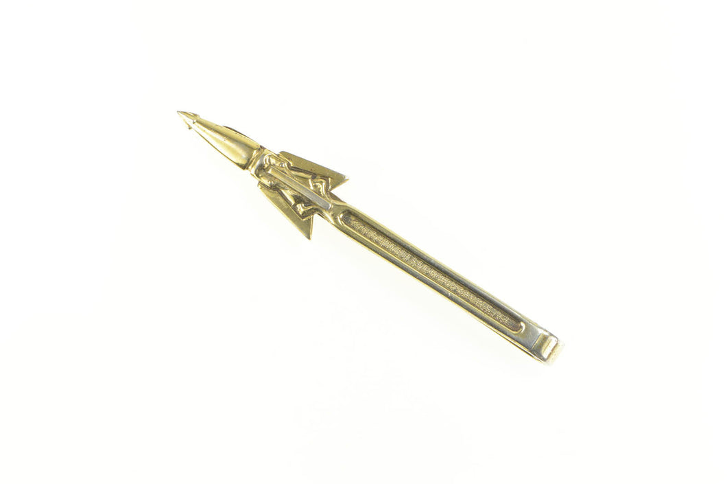 Silver Torpedo Missile Ornate Retro Tie Bar