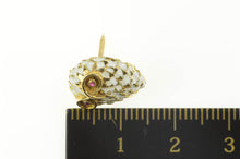 Load image into Gallery viewer, 14K Ruby Eyed White Enamel White Owl Lapel Pin/Brooch Yellow Gold