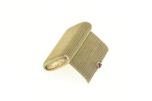 Load image into Gallery viewer, 14K Art Deco Syn. Ruby Grooved Pattern Pill Trinket Box Yellow Gold