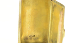 Load image into Gallery viewer, 14K Art Deco Syn. Ruby Grooved Pattern Pill Trinket Box Yellow Gold