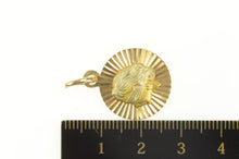 Load image into Gallery viewer, 18K Justice Is Blind Retro Pleated Round Charm/Pendant Yellow Gold