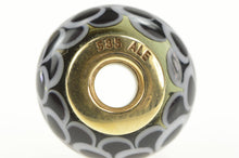 Load image into Gallery viewer, 14K Pandora Black Lotus Flower Designer Murano Charm/Pendant Yellow Gold