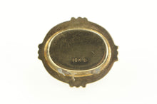 Load image into Gallery viewer, 10K Oval Blue Topaz Flower Ornate Slide Bracelet Charm/Pendant Yellow Gold