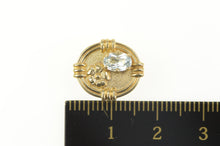 Load image into Gallery viewer, 10K Oval Blue Topaz Flower Ornate Slide Bracelet Charm/Pendant Yellow Gold