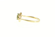 Load image into Gallery viewer, 14K Diamond Emerald Halo Flower Cluster Ring Yellow Gold