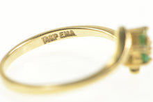 Load image into Gallery viewer, 14K Diamond Emerald Halo Flower Cluster Ring Yellow Gold