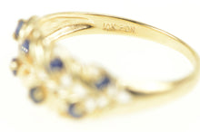 Load image into Gallery viewer, 10K Sapphire Leaf Vine Branch Pattern Band Ring Yellow Gold