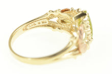Load image into Gallery viewer, 10K Marquise Peridot Black Hills Leaf Statement Ring Yellow Gold