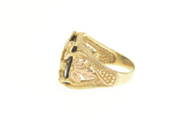 Load image into Gallery viewer, 10K Black Onyx Black Hills Leaf Eagle Men&#39;s Ring Yellow Gold