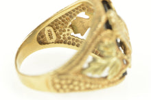 Load image into Gallery viewer, 10K Black Onyx Black Hills Leaf Eagle Men&#39;s Ring Yellow Gold