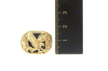 Load image into Gallery viewer, 10K Black Onyx Black Hills Leaf Eagle Men&#39;s Ring Yellow Gold