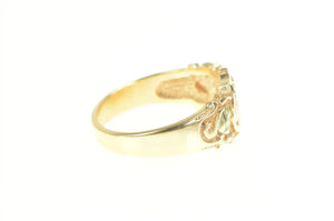 10K Black Hills Leaf Wavy Statement Band Ring Yellow Gold