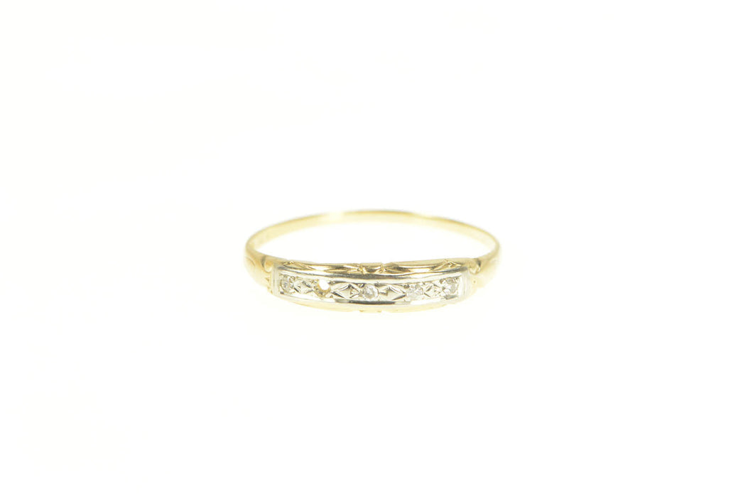 14K 1940's Diamond Classic Simple Wedding Band Ring Yellow Gold