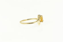 Load image into Gallery viewer, 10K Heart Citrine Diamond Retro Classic Bypass Ring Yellow Gold