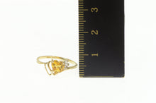 Load image into Gallery viewer, 10K Heart Citrine Diamond Retro Classic Bypass Ring Yellow Gold