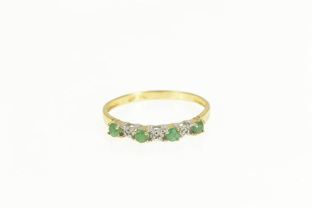 10K Emerald Diamond Classic Wedding Band Ring Yellow Gold