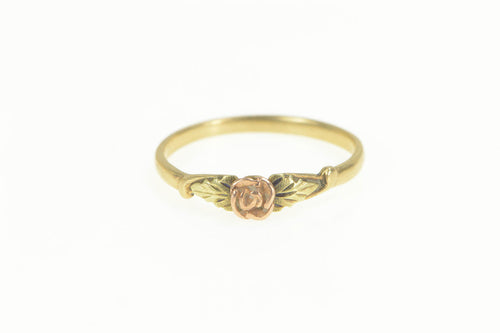 10K Black Hills Rose Flower Leaf Accent Nature Ring Yellow Gold