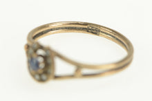 Load image into Gallery viewer, 9K Victorian Seed Pearl Sapphire Horse Shoe Ring Yellow Gold
