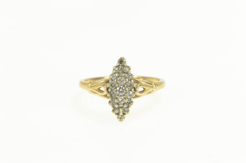 14K 0.23 Ctw Marquise Diamond Cluster Statement Ring Yellow Gold