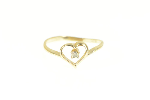 10K Diamond Heart Love Symbol Classic Promise Ring Yellow Gold
