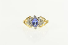 Load image into Gallery viewer, 14K Tanzanite White Sapphire Halo Engagement Ring Yellow Gold