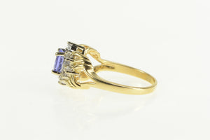 14K Tanzanite White Sapphire Halo Engagement Ring Yellow Gold