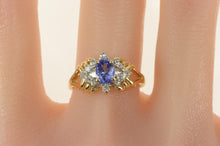 Load image into Gallery viewer, 14K Tanzanite White Sapphire Halo Engagement Ring Yellow Gold