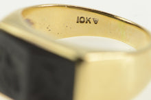 Load image into Gallery viewer, 10K Retro Carved Black Onyx Carved Double Intaglio Ring Yellow Gold