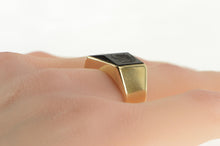 Load image into Gallery viewer, 10K Retro Carved Black Onyx Carved Double Intaglio Ring Yellow Gold