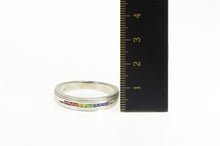Load image into Gallery viewer, 14K Rainbow Sapphire Channel Pride Wedding Band Ring White Gold