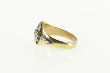 Load image into Gallery viewer, 14K Art Deco Diamond Masonic Enamel G Compass Ring Yellow Gold