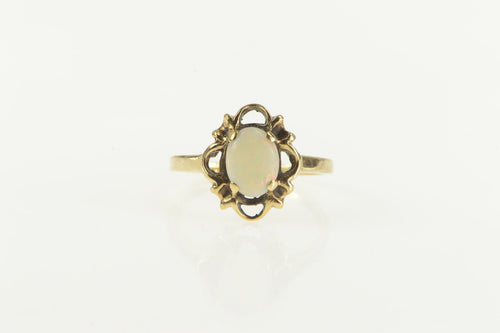 10K Retro Natural Opal Ornate Statement Ring Yellow Gold