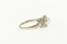 Load image into Gallery viewer, 14K 1950&#39;s Pearl Diamond Loop Halo Statement Ring White Gold